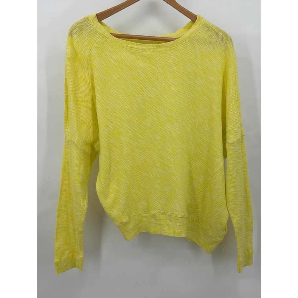 Anthropologie Butter Yellow‎ Marled Knit Slouchy Cotton Sweater XS Asymmetric